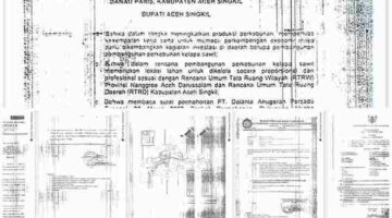 Skandal 72 Jam” Menelusuri ‘Karpet Merah’ Lahan 3.800 Hektar di Aceh Singkil Berpindah Kepengurusan Ketangan Swasta